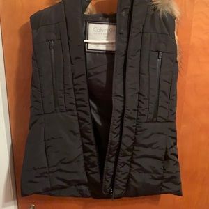 NEW Calvin Klein Vest with Fur Hood